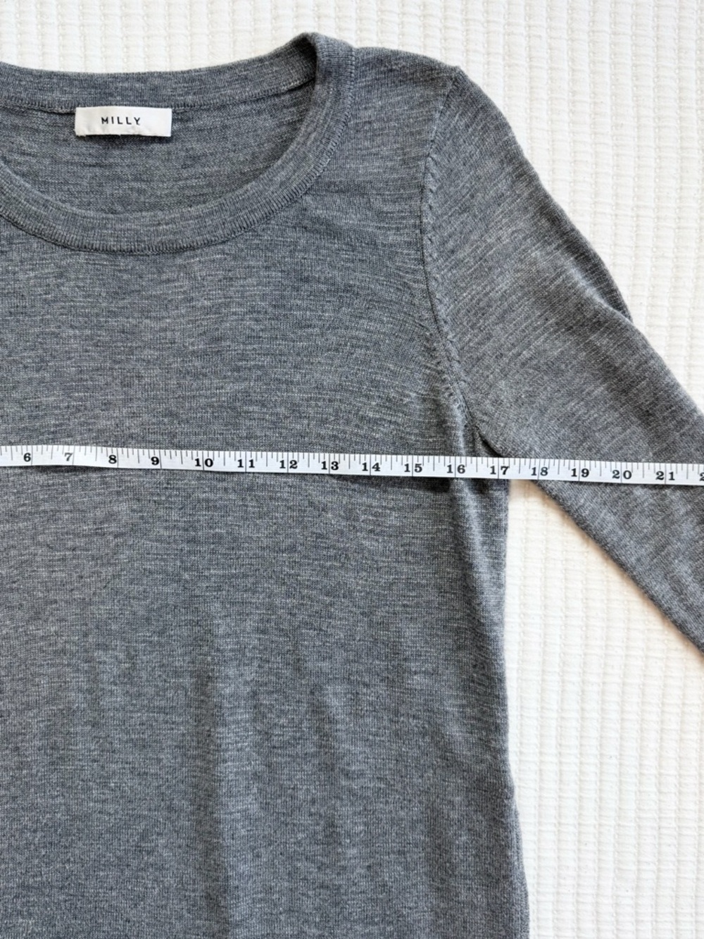 Milly Ostrich Plume Gray Scoop Neck Sweater - Picture 8 of 9